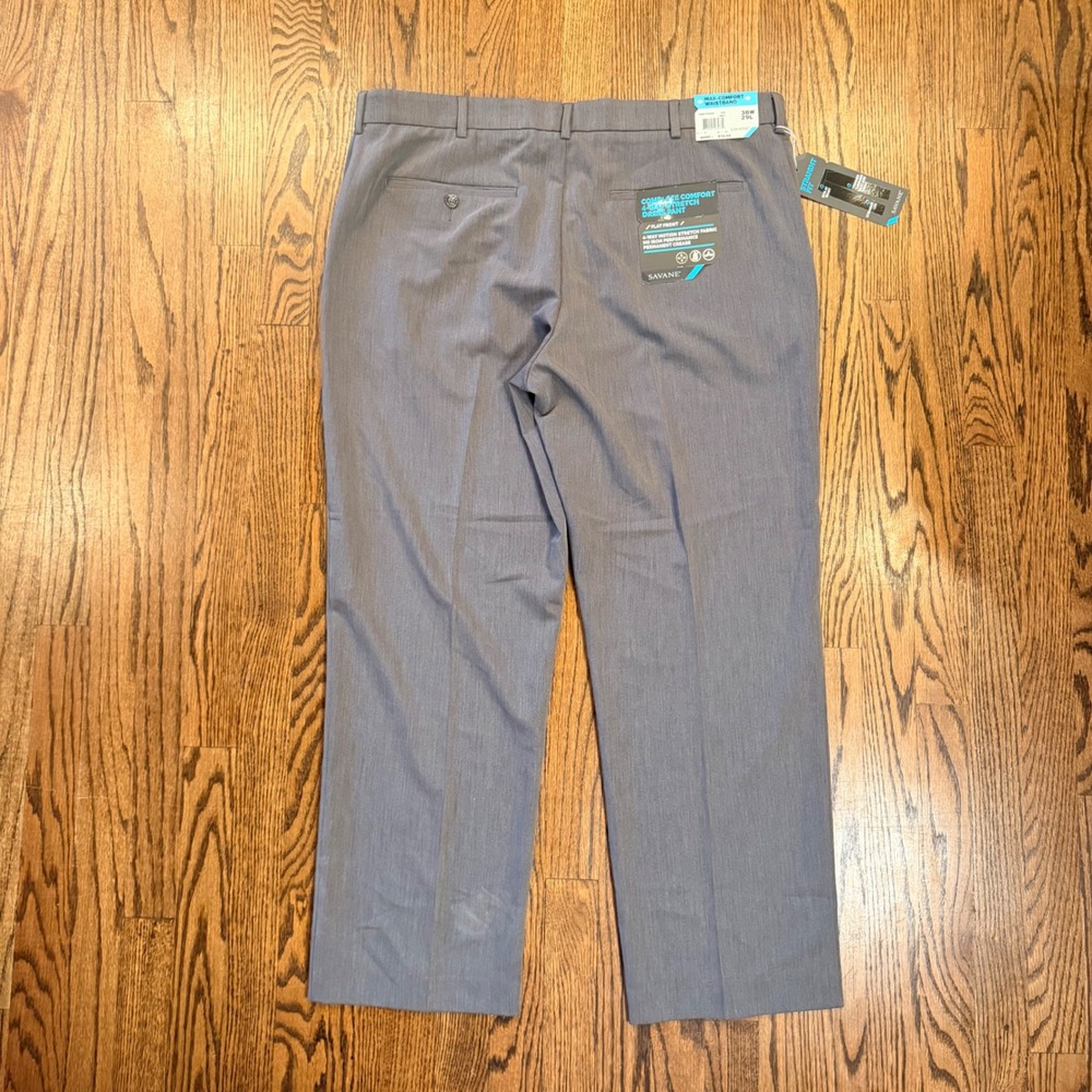 Savane Complete Comfort 4-Way Stretch Dress Pants 38x29 Grey Straight Fit - Picture 2 of 9